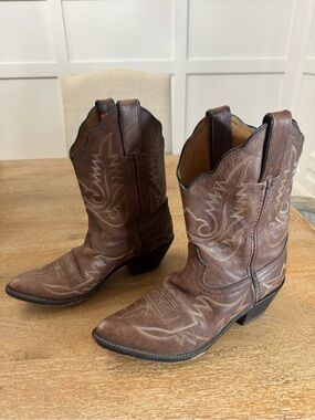Santa Fe Boot Brown Embroidered Leather womens Cowboy Boots 6.5